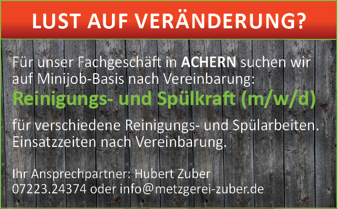 Stellenanzeige Achern Reinigung
